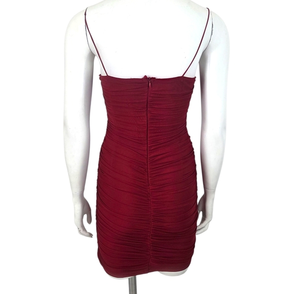Hello Molly Ruched Mini Dress Womens Large Red Cocktail Party Formal Homecoming - Picture 10 of 12